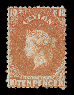Perf 12½, 10d. dull vermilion, unused with small part original gum, one lightly stained perf at foot otherwise fine. R.P.S. Certificate (2007). Sc. 37 S.G. 38,
£250.
