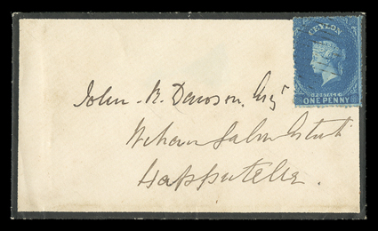 1862-63 Envelopes, (7, one roughly opened) each bearing 1d. dull blue pair (2) or single (5, one on blued paper), all cancelled by oval of bars, generally fine. A useful
group.
