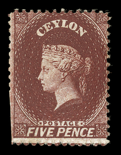 1d. dull blue unused with small part original gum (small thin), 5d. chestnut unused with part original gum (perfs cut off at lower left), 6d. brown fine unused without gum and
6d. deep brown fine unused with part original gum. R.P.S. Certificate