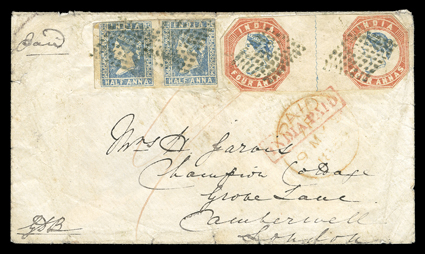 British India impressive collection offered intact, a highly comprehensive and valuable specialized collection with essays, proofs, specimens, mint and used singles, errors,
varieties, impressive multiples, plating studies and even a few importan