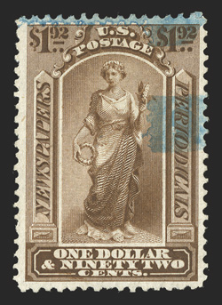 PR17125, Five select used stamps, consisting of PR17, 18, 24, 122 and 125, first is cancelled by a cork handstamp (rare), next two have neat and unobtrusive blue brush stroke
cancels, latter two with handstamped cancels, all are well centered