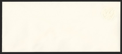 U602b var., 20c Dark blue, black and magenta, dark blue, black and magenta omitted, mint entire, size 23, knife 115, wmk. 49, showing only the colorless embossed Great Seal,
extremely fine the only example we have seen unlisted in Scott or UPS