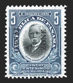 48, 5c Deep blue and black, from the first printing, with Canal Zone 10.7mm, exceptionally fresh, o.g., lightly hinged, very fine 2004 PF certificate (CZSG
48A).