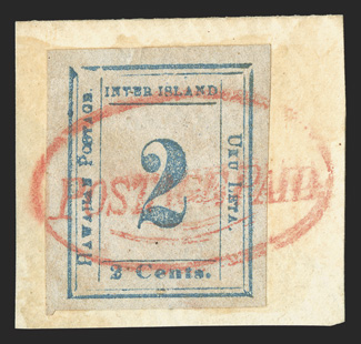 13, 2c Light blue, Plate 3-B, Type VI, Position 6, a magnificent used example of this rare Numeral, being one of the very finest, if not the finest, in existence, as it
possesses huge margins all around, bright color and a strong impression,