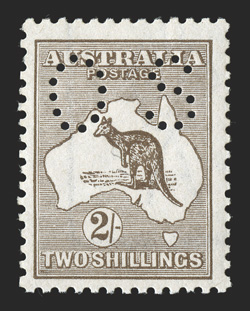 OB52, 1916-23 2- Brown, small perforated OS, strong rich color, o.g., n.h., very fine 2010 Ceremuga certificate (S.G. O49 for hinged £250 ACSC 37ba).