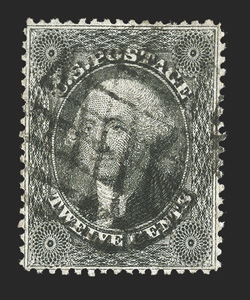 36, 12c Black, plate I, select used example, particularly well centered and fresh, criss-cross grid cancel, extremely fine 1998 PSE certificate.