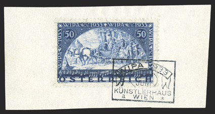 B110a, 1933 50g WIPA on granite paper, tied to piece by special boxed WIPA Kunstlerhaus exhibition cancel, extremely fine (Michel 556A Ç650).