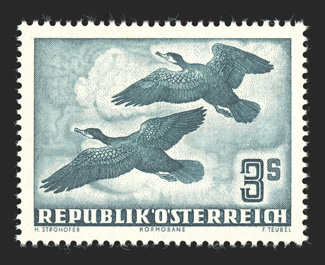 C54-60, 1950-53 60g-20S Bird air posts cplt., o.g., n.h., very fine set (Michel 955-56, 968, 984-87 Ç470).