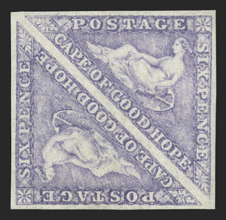 14, 1863 6p Purple, mint pair, full even margins all around, lovely color that is especially bright and fresh, full o.g., very fine 1945 RPS certificate (S.G. 20
£550+).