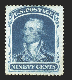 39, 90c Blue, unused, luxuriant color on crisp white paper, attractively centered, nearly very fine 1997 PSE certificate.