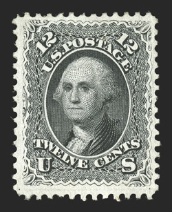 69, 12c Black, well centered within large margins, strong color and impression, o.g., lightly hinged, very fine 1992 and 2004 PF certificates.