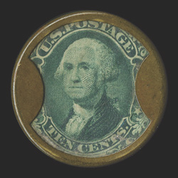 EP105, L.C. Hopkins & Co., Cincinnati, 10c Green, full intact mica with only a slight hint of a scratch, the stamp with unusually deep color, very fine a handsome example of
one of these exceedingly rare encased postage stamps 2008 PF certific