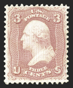 88, 3c Rose, E grill, exceptionally fresh mint single, sumptuously rich color and a well incised impression, uncommonly well centered, full o.g., very fine 2004 PF
certificate.
