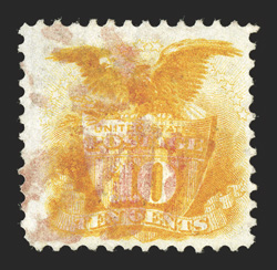 116, 10c Yellow, nicely centered single with bright color, cancelled by a clear magenta postmark, very fine a seldom seen colored cancel 2009 PF certificate.