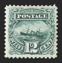 128, 12c Green re-issue, an exceptionally fresh and crisp mint example, strong color and a detailed impression, attractively centered, o.g., very fine only 1,584 sold 2010 PF
certificate.
