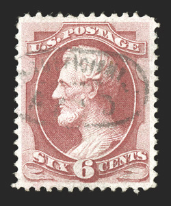 148, 6c Carmine, used with nicely struck Insufficiently Paid in oval, excellent centering, strong color and impression, extremely fine and quite scarce.