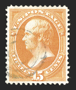 152, 15c Bright orange, incredibly well centered within equal margins, bright and fresh, light cork cancel, extremely fine.