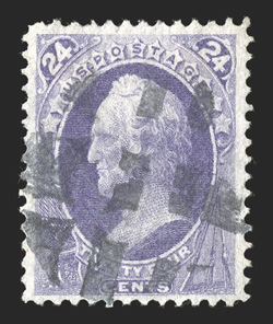 153, 24c Purple, outstanding centering within larger margins than normal, particularly rich color for this, geometric cork cancel, extremely fine 1992 PF
certificate.