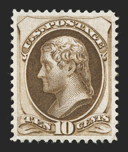161, 10c Brown, excellent centering, strong rich color, slightly disturbed o.g., extremely fine 2009 PSE certificate (XF 90 DOG SMQ $2,500.00 for OGph).