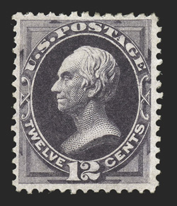 162, 12c Blackish violet, intensely rich color and a well defined impression, fairly well centered, o.g., lightly hinged, very fine 2004 PF certificate.