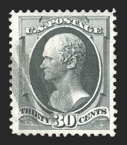 165, 30c Gray black, select used single, particularly wide margins and remarkably well centered within them, fresh characteristic color and fine impression, transparent cork
cancel, extremely fine 2000 PF certificate.