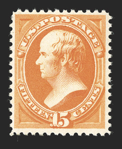 189, 15c Red orange, post office fresh, intense color and impression, pristine o.g., n.h., very fine photocopy of 1989 PF certificate for a block of four, this being the bottom
left stamp.
