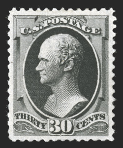 190, 30c Full black, excellent centering within large margins, strong color and impression, o.g., lightly hinged, extremely fine 1999 PF certificate.