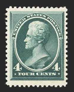 211, 4c Blue green, well centered within especially large margins, deep color and a prooflike impression, o.g., lightly hinged, extremely fine 1989 PF and 2008 PSE
certificates.