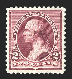 219D, 2c Lake, wonderfully well centered within generous margins, deep rich color and prooflike impression on fresh paper, o.g., l.h., extremely fine.