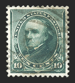 226, 10c Green, gem used example that is perfectly centered within large margins, rich color, lightly cancelled, extremely fine actually an exceptionally challenging stamp to
find in this stellar used quality 2010 PSE certificate (Superb 98 S
