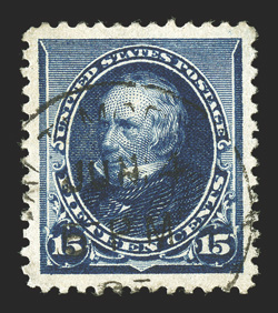 227, 15c Indigo, striking used single, being marvelously well centered amid lavishly large margins, intense color and impression, light c.d.s. cancel, extremely fine gem 2010
PSE certificate (XF-Superb 95 Jumbo SMQ $300.00 for 95 and $840.00 f