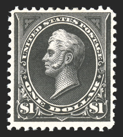 276, $1.00 Black, Ty. I, attractively centered, strong color, o.g., l.h., very fine 1990 PF certificate.