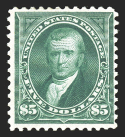 278, $5.00 Dark green, deep color, o.g., lightly hinged, perf. tip added at top, fine appearance 2005 PF certificate.