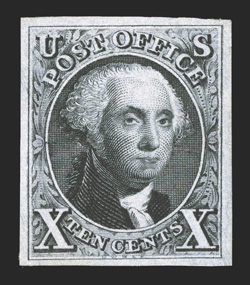 4, 10c Black reproduction, without gum as issued, large well balanced margins all around, deep luxuriant color and a crisp impression, extremely fine.