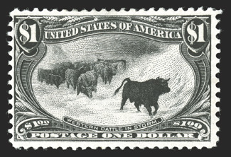 292, $1.00 Trans-Mississippi, strong color and a crisp impression, o.g., fine 2000 PF certificate.