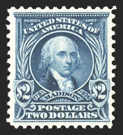 312, $2.00 Dark blue, well centered and margined, deeply rich color, o.g., choice very fine 1999 PF certificate.