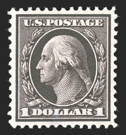 342, $1.00 Violet brown, exceedingly well centered within uncharacteristically large margins, strong rich color, o.g., lightly hinged, extremely fine 1995 PF
certificate.