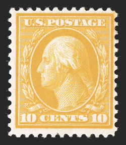 364, 10c Yellow on bluish paper, deep vibrant color, o.g., lightly hinged, fine 1990 PF certificate.