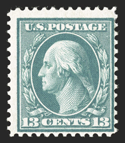 365, 13c Blue green on bluish paper, bright fresh color, o.g., lightly hinged, fine 2004 PF certificate.