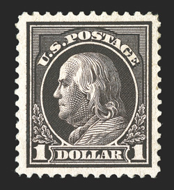 414-23, 8c-$1.00 Franklin cplt., generally well centered mint set, including both 50c values, o.g., l.h., except 8c, 12c and 15c n.h., first three values fine-very fine, the
others all very fine-extremely fine 20c with 1991 and 30c with 1989 PF