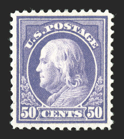 414-21, 8c-50c Franklin cplt., an extraordinarily choice mint set, as each stamp was carefully chosen for its outstanding centering and margins, all with vivid rich colors and
very fresh, o.g., 8c, 10c, 15c, 20c and 50c l.h., 9c, 12c and 30c n.h