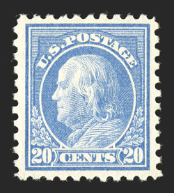 438, 20c Ultramarine, beautifully centered, strong color and impression, o.g., l.h., extremely fine.