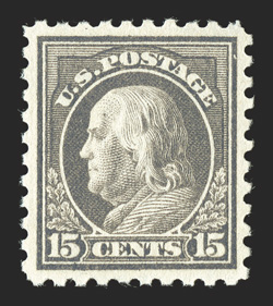 475, 15c Gray, precisely centered within generous equal margins, strong color and impression, full and even perforations, o.g., l.h., an extremely fine gem 1983 PF
certificate.