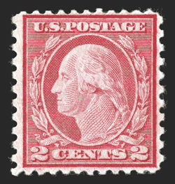 539, 2c Carmine rose coil waste, Ty. II, perf. 11x10, attractive color, centered to the top right but actually better centered than often found, o.g., lightly hinged, a fine
example of this coil waste rarity 1997 PF certificate.