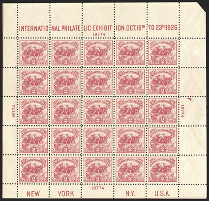 630, 2c White Plains souvenir sheet, an especially choice mint example, exceptionally well centered, strong and intact, o.g., with hardly a bend, skip or inclusion, n.h.,
extremely fine seldom found this nice.