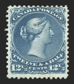 28, 1868 12½c Blue, mint single with deep intense color and a prooflike impression on fresh white paper, large part o.g., fine 1963 RPS certificate (Unitrade
C$2,800.00).