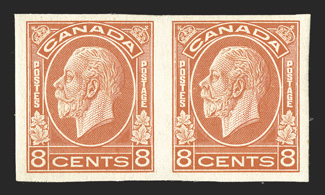 195c-200a, 1932 1c-8c King George V Medallion issue, imperforate, cplt. set of six values in horizontal pairs, large margins, bright colors, o.g., n.h. except 8c regummed, very
fine (Unitrade C$3,850.00).