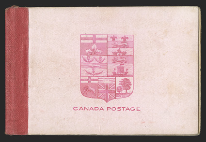 Unitrade BK1, 1900 Booklet of two panes of 77b, complete booklet except the staple is missing, the panes are particularly well centered, though they have minor edge wear at
right from handling, back cover with faint crease and erased pencil not