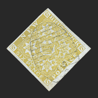 2, 1851 6p Olive yellow, used, large to huge margins all around, cancelled by a light oval grid, very fine 1970 RPS certificate as S.G. 4 (Unitrade C$1,500.00).