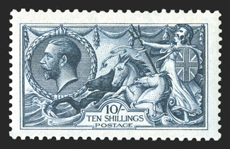 S.G. 402, 1913 10- Indigo blue, well centered, deep intense color, o.g., relatively lightly hinged, very fine (Scott 175 $900.00).